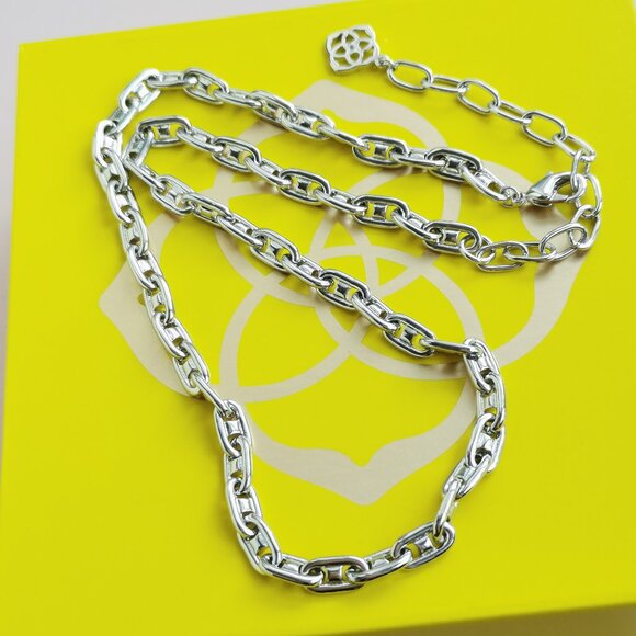 Kendra Scott Bailey Silver Chain Necklace fashion - Picture 1 of 3
